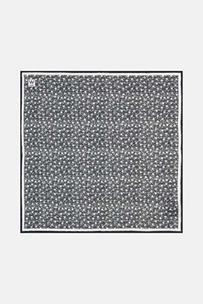 W Collection LACİVERT DESENLİ KETEN MENDİL