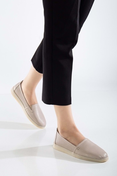 ANALİN SHOES Жіночі шкіряні повсякденні комфортні туфлі - сріблясто-сірі