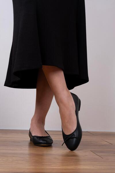 sovrana Ribbon Detailed Ballerina Ballerina Black