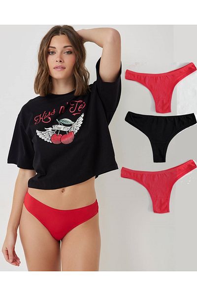 GECKO COLLECTION Gecko Brazilian Elasticated String Thong 3 Pcs