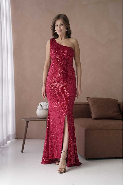 CİXAPLE One Shoulder Pulpayet Evening Dress