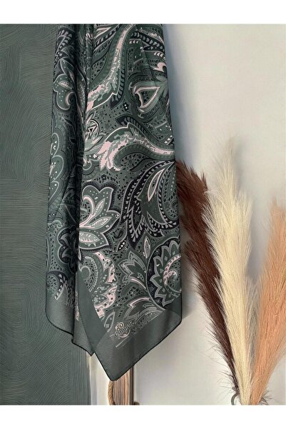 Merwiss شال أخضر قطني ناعم منقوش عرقيًا