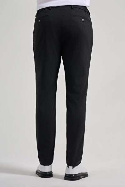İmza Siyah Kendinden Desenli Yan Cep Slim Fit Jogger Pantolon 1003250161