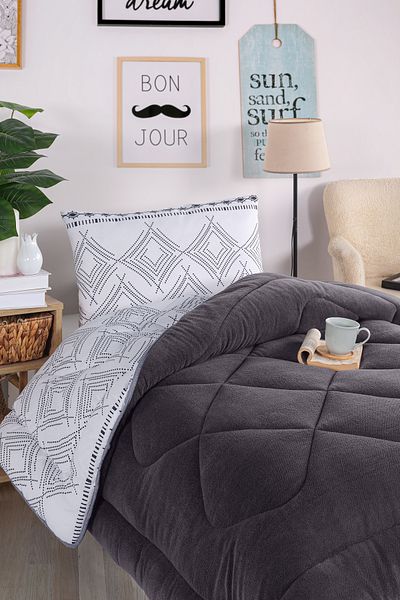 Eponj Home Single Comfort Set New Generation Wellsoft Quilt 2 Piece Lima Anthracite