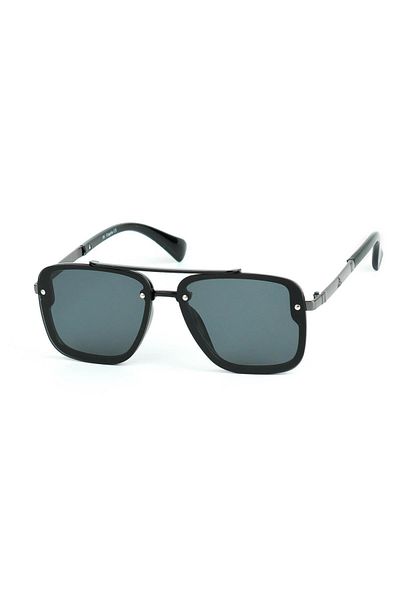 Di Caprio Men's Gun Black Uv400 Protection Rectangular Model Sunglasses