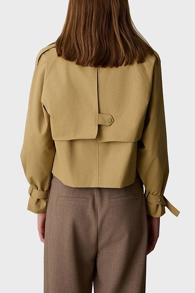 BSB Cotton Regular Fit Snap Buttoned Apache Collar Short Trench Coat Trençkot 053