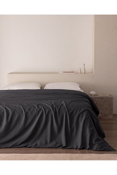Madame Coco Ciel Double 100% Cotton Satin Duvet Cover - Dark Gray