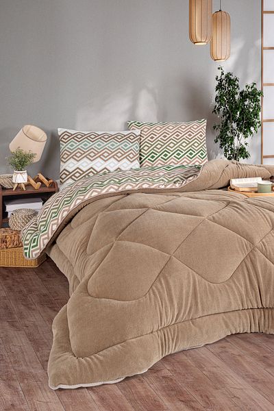 Eponj Home Double Comfort Set New Generation Wellsoft Quilt 3 Piece Warna Beige