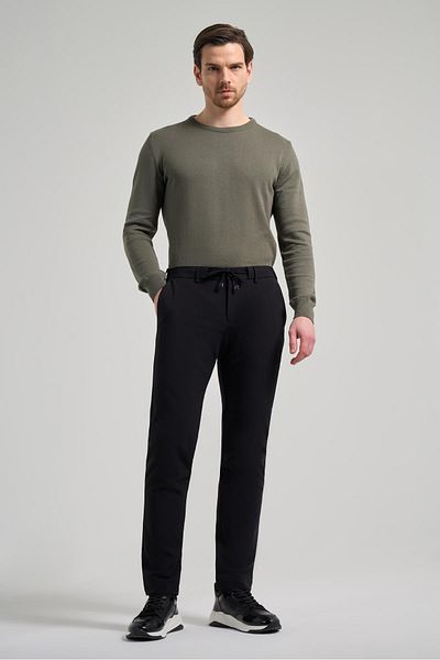 İmza Black Flexible Casual Slim Fit Jogger Trousers with Side Pockets 1003250118