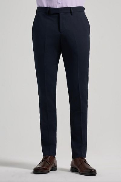 İmza Dark Navy Blue Stretchy Slim Fit Classic Trousers with Side Pockets 1003250106