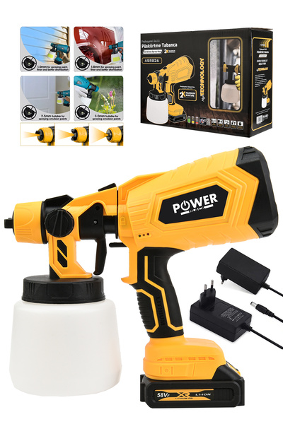 POWER BLACK Çift Akülü 300mm Sprey Boya Püskürtme  SARI