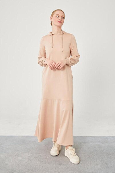 Levidor Φόρεμα με κουκούλα σε μπεζ χρώμα με λεπτομέρεια κρυφής τσέπης
