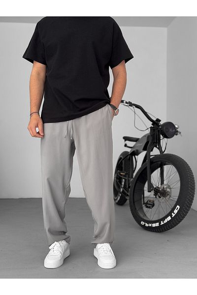 BYBASICMAN Gray Double Fabric Baggy Trousers Ke-7000