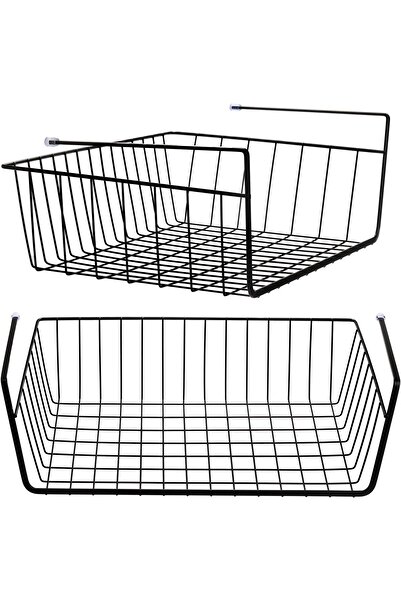 Tebery 2 Pack Black Under Shelf Wire Basket – Hanging Storage Racks for Kitch...