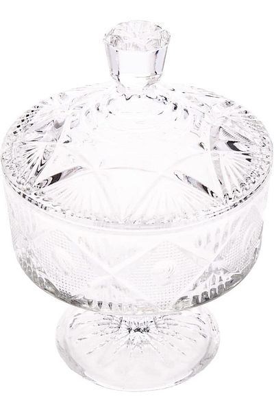 AKDC Glass Sugar Pot L(12CM) XW(12CM) XH(18CM) White