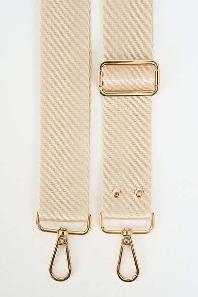 MUTE BAG Cream Krem Çanta Sapı Ayarlanabilir Gold Zımba Detaylı (POLYESTER) 110 Cm G:4 Cm