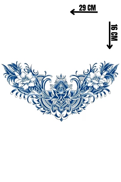 Barly 30 Gün / 1 Ay Kalıcı Çiçek Figürlü 12 Saat Sonra Kararan Geçici Dövme T...