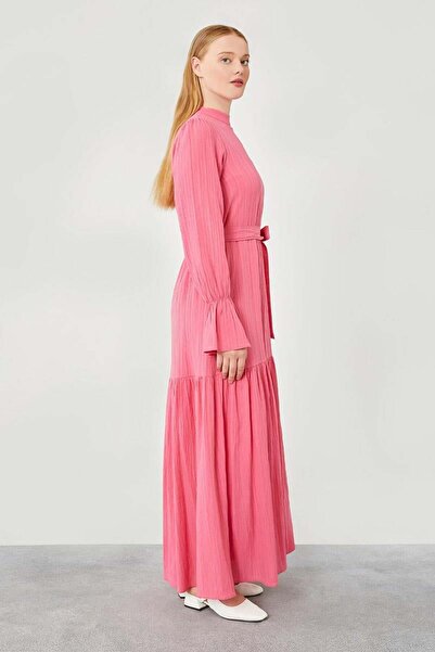 Levidor Fuchsia Belted Long Dress