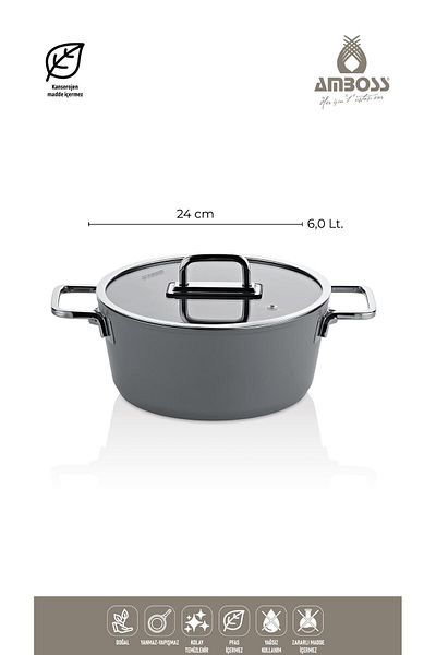 Amboss Gray Sera Nova 7 Piece Ceramic Pot Pan Set