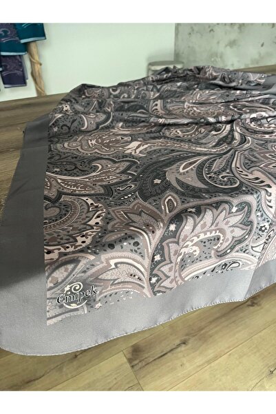 Merwiss Σάλι με έθνικ σχέδιο από μαλακό βαμβακερό γκρι-μπεζ