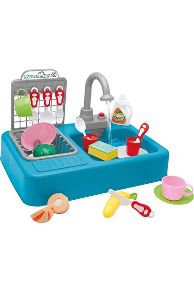 Mix Store Gerçek Su Akıtan Pilli Mutfak Oyuncağı (Mavi)