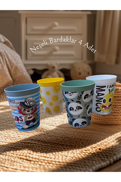 HOLLYHOME Sandy Patterned 4 Pieces Glass 300ml Regene Plastic Water and Soft Drink Glass