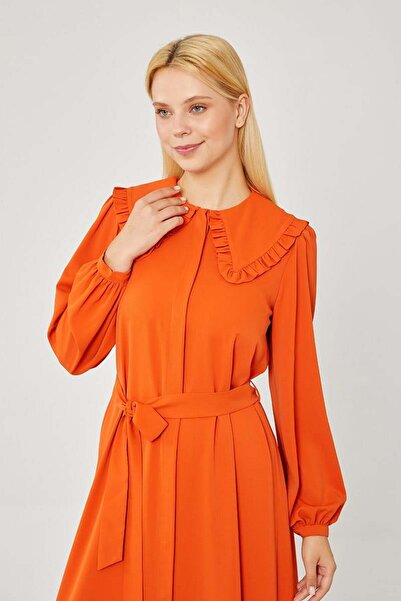 Levidor Tile collar ruffle detailed dress