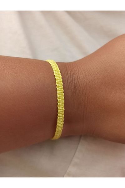 TREND Unisex Yellow Lemon Macrame Bracelet, Back Deck, Handmade and Water Resistant Adjustable