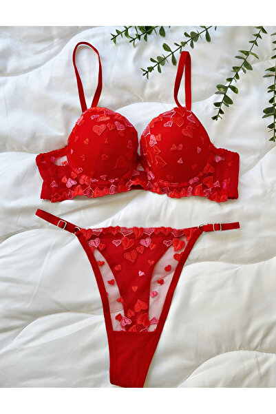 ARONA DESTEKLİ KIRMIZI İÇ ÇAMAŞIRI TAKIMI