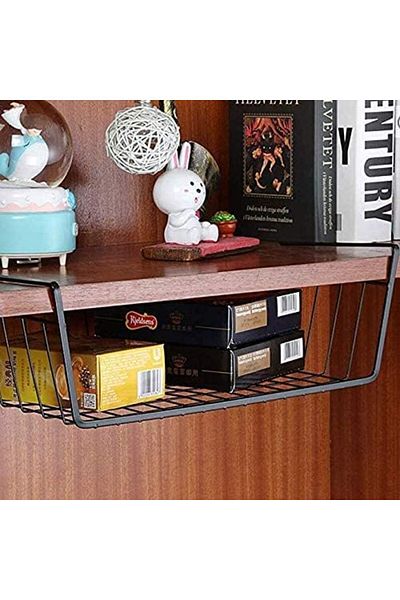 Generic 2 Pcs Metal Under Shelf Hanging Baskets For Kitchen Cabinet Storage Organizer - Black