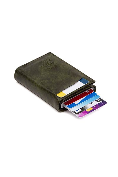 Newish Polo Unisex Vegan Leather Automatic Slide Wallet and Card Holder