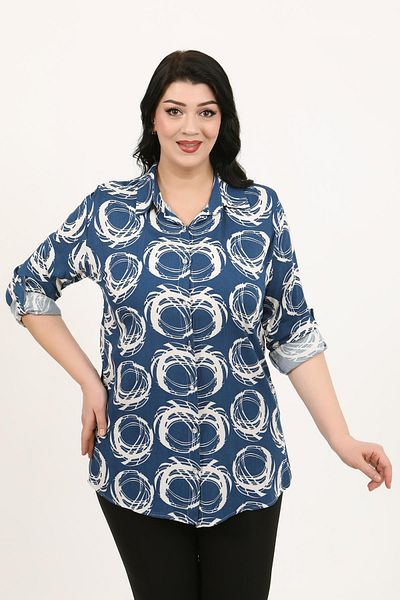 By Alba Collection Cămașă de damă bleumarin din bumbac viscoză mărime mare