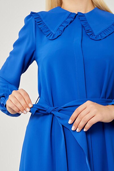 Levidor Cobalt dress with ruffle detail on the side