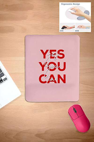 KARMAT Dikdörtgen, Yes You Can, Kare, Bilek Destekli Mouse Pad, Bilgisayar Fa...