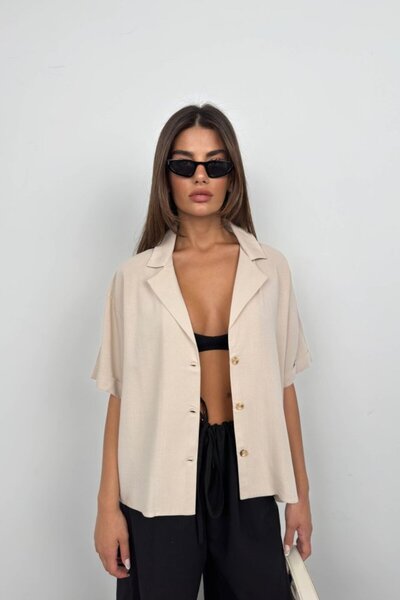 MODA    Jacket Collar Linen Shirt