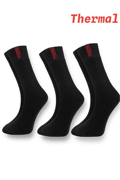 Line Smart 3 Pack Men's Black Thermal Soft Durable Winter Socks