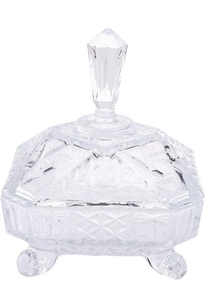 AKDC Glass Sugar Pot L(16CM) XW(16CM) XH(19CM) Transparent