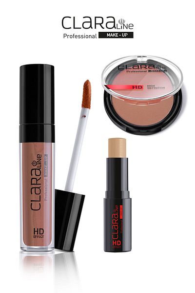 Clara Coral Cappuccino Clara Line Lipcream Matte 422+ stick foundation 48+blusher 76