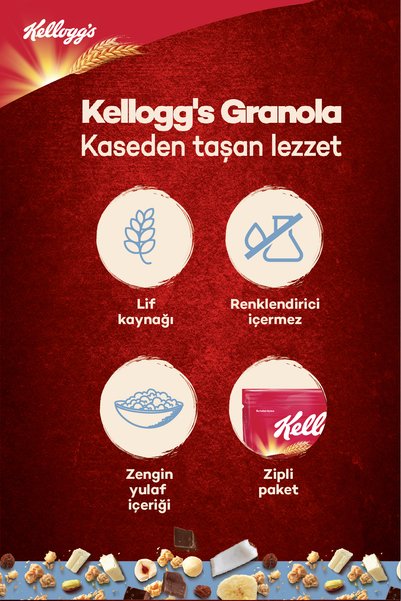 Kellogg's Granola Karışık Meyveli 340 G X 5 Adet, %45 Yulaf Içerir, Lif Kaynağı, %20 Kurutulmuş Meyve