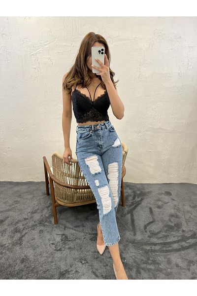 Simala Pantaloni de blugi albaștri eleganti de damă 5998 Pantaloni de blugi albaștri de damă