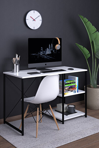 dekor fim DF09103B 120 Cm Raflı Çalışma Masası Bilgisayar Masası Ofis Ders Ma...