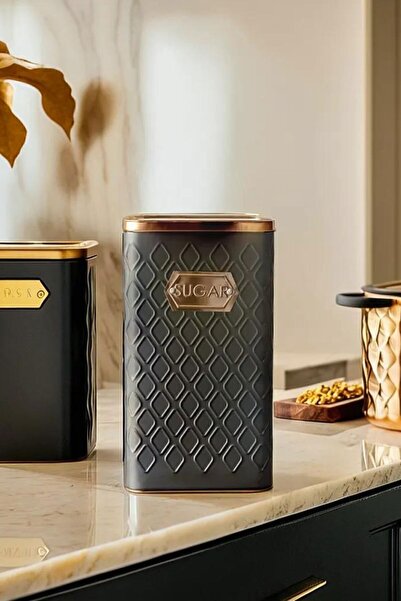 Arma House 1 Piece Seersucker Gray & Bronze Candy Jar 1.5 Lt