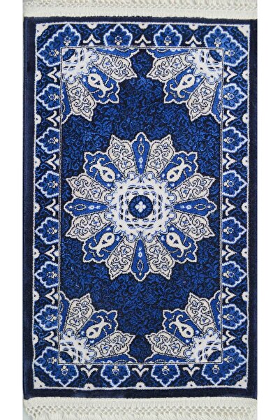 Quality Bambu İplikten Dokuma Parlak Tuşeli Lacivert Renk Halı (30x50 cm)