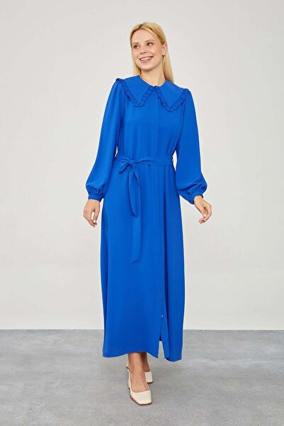 Levidor Cobalt dress with ruffle detail on the side