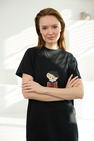 LOCCO Γυναικείο Basic Μαύρο κοντομάνικο εσώρουχο