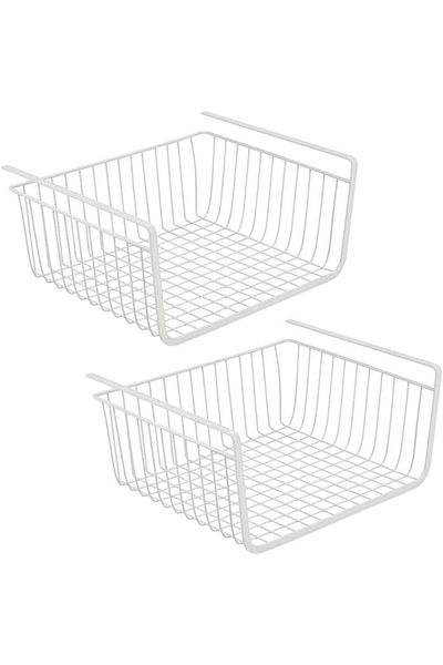 AKDC Metal Under Shelf Hanging Storage Bin Basket, Open Front, for Kitchen Cabinets & Shelves