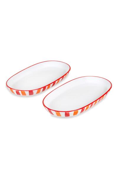 The Mia طقم تقديم بيضاوي من جوي، قطعتين أحمر 14x26x3 سم