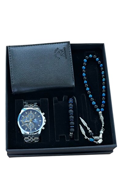 ESNASTORE Erkek Saat Tesbih  Bileklik Cüzdan Seti