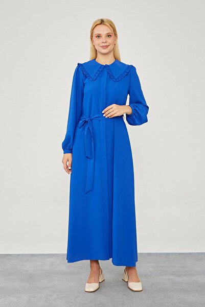 Levidor Cobalt dress with ruffle detail on the side