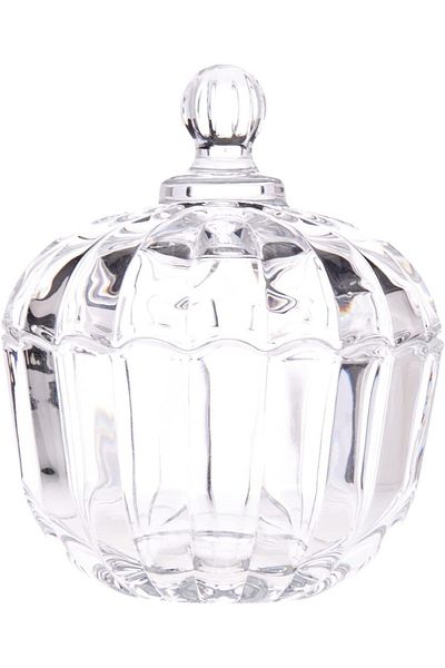 AKDC Glass Sugar Pot L(9CM) XW(9CM) XH(10CM) White
